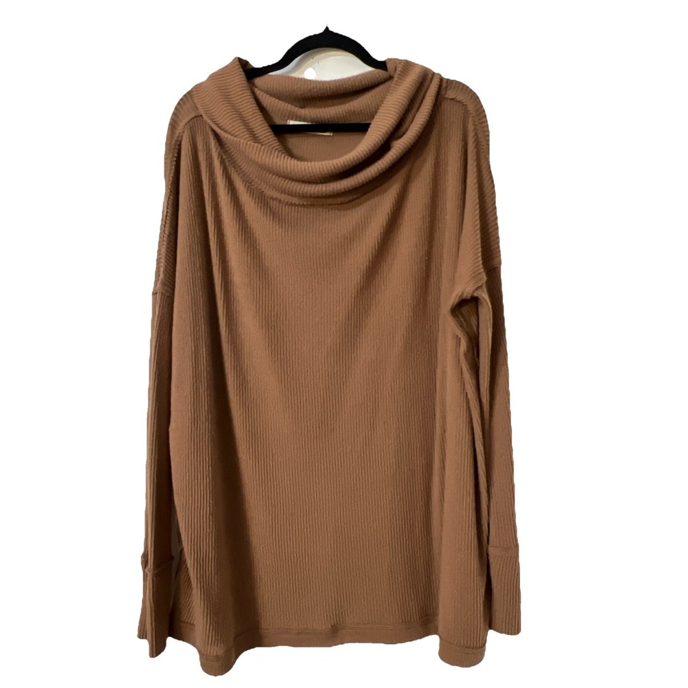 We The Free Free People Top Women's M Brown Open Back Turtleneck Sweater‎ Boho
